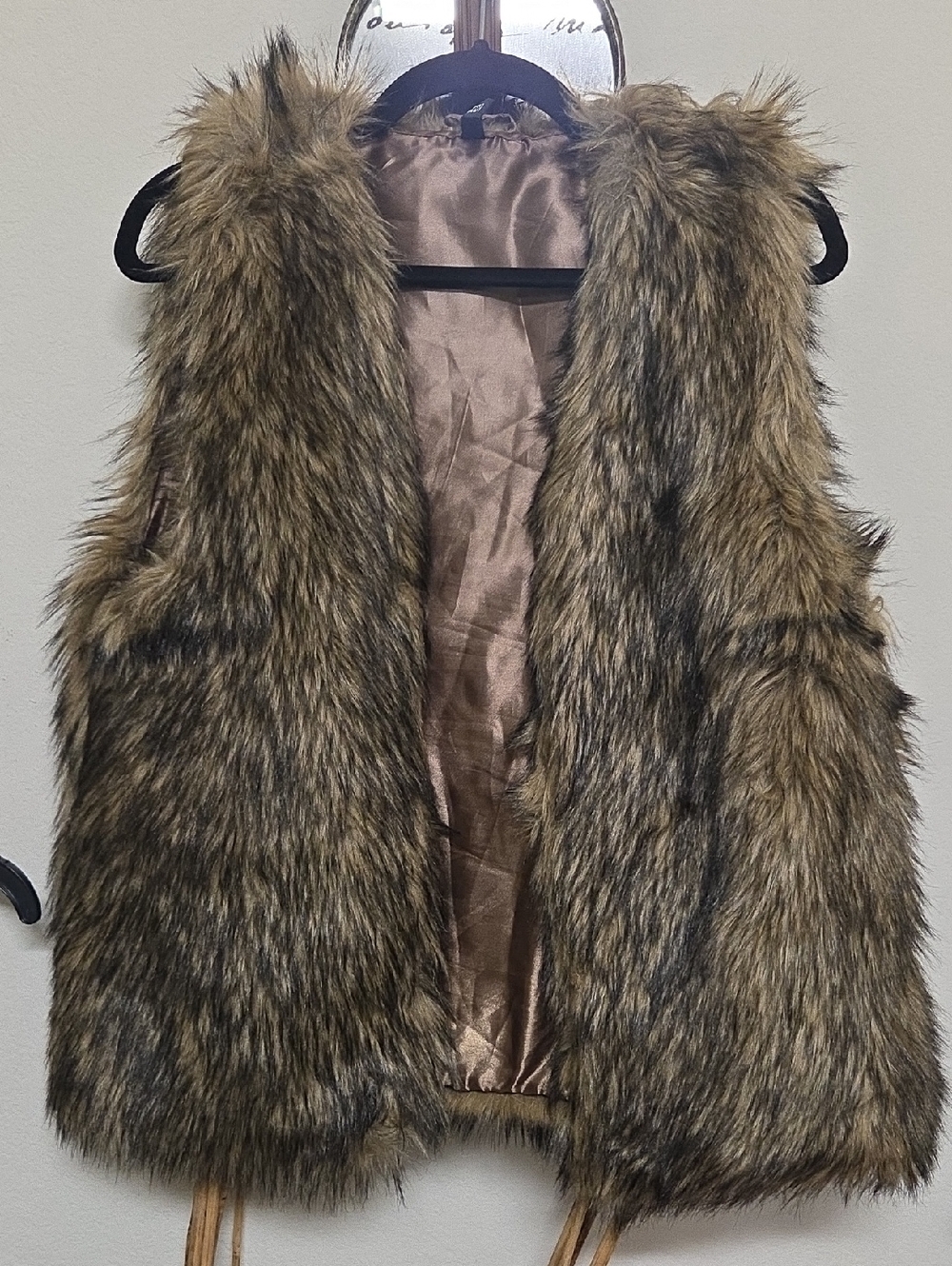 H&M Faux Fur Vest in Brown and Tan
